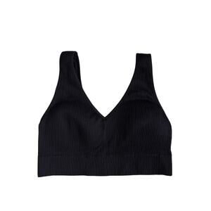 NWT Superchill by Aerie Ribbed Sports Bra / Bralette (Black) - XL